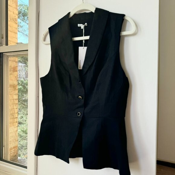 NWT Reformation Oakley Vest Top Sleeveless V Neck in Black 8 - Picture 5 of 13